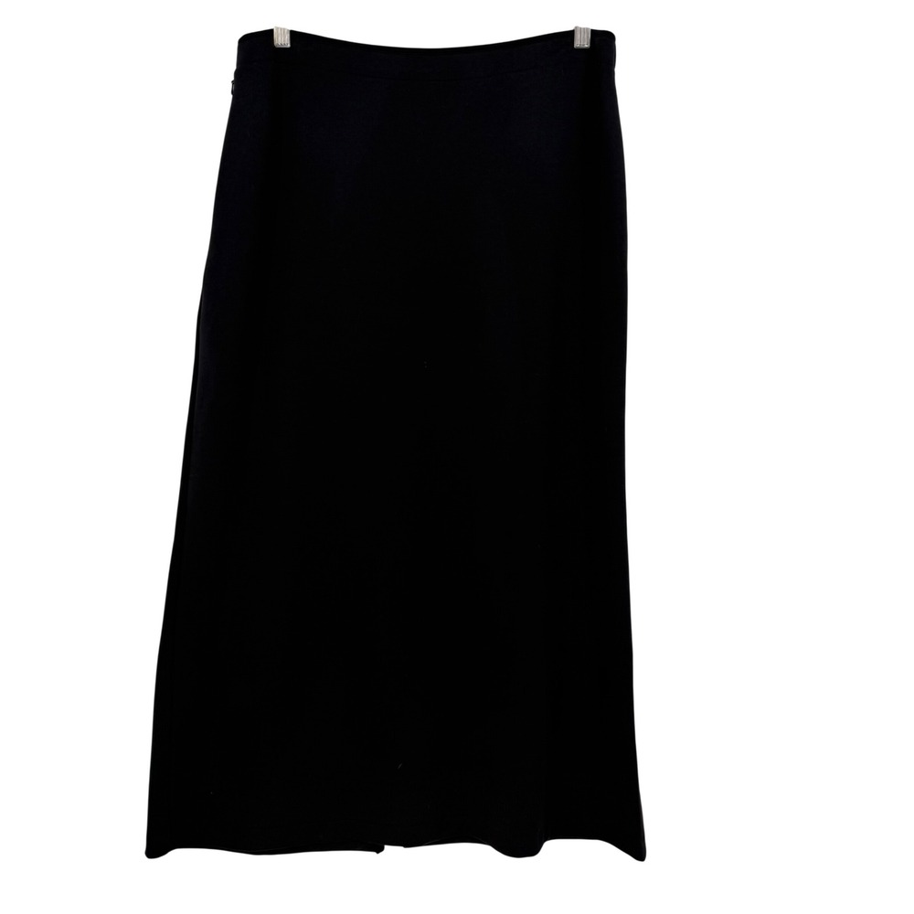 Woolrich Womens Black Cotton Blend Midi Skirt Size 12 Side Zip Pocket Office